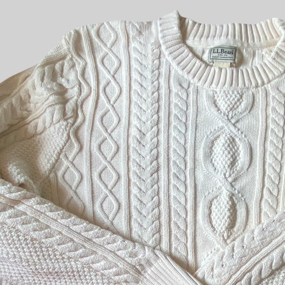 L.L.Bean Fisherman Cable Knit Organic Cotton Crew Neck Sweater-Sz XL/XXL - Picture 2 of 16